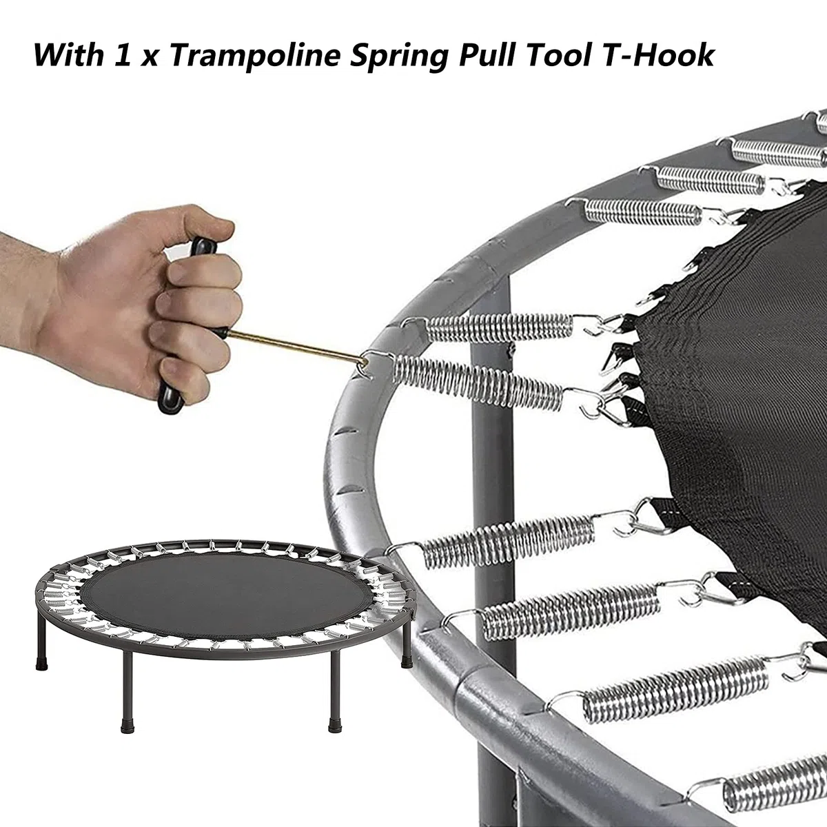 Tappeto Elastico Telo Ricambio Trampolino, Telo di Ricambio Trampolino, ø 305cm, 54/56/60/64 Occhielli, Tappeto da Salto per Trampolino da Giardino, Nero,10ft/56 Buckles