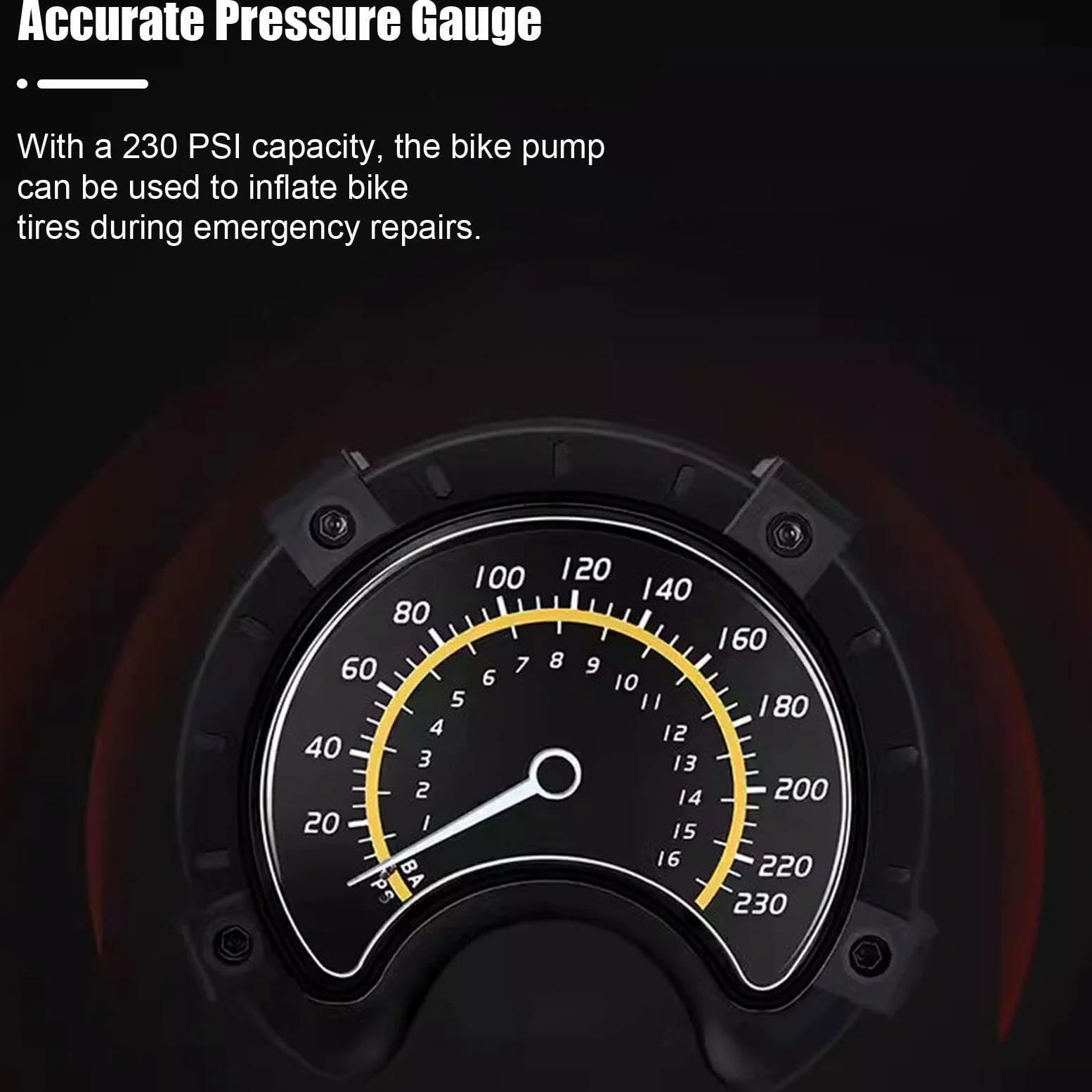 Pompa per Bici con Alta Pressione e Manometro 16 Bar/230 Psi - Pompa da Bicicletta da Pavimento Compatibile con Valvola Presta e Schrader per Bici da Strada, MTB, Ibrida, Palloni...