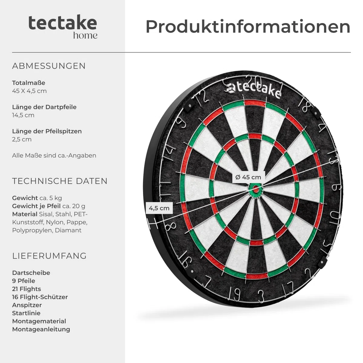 tectake® Bersaglio Freccette Professionali,