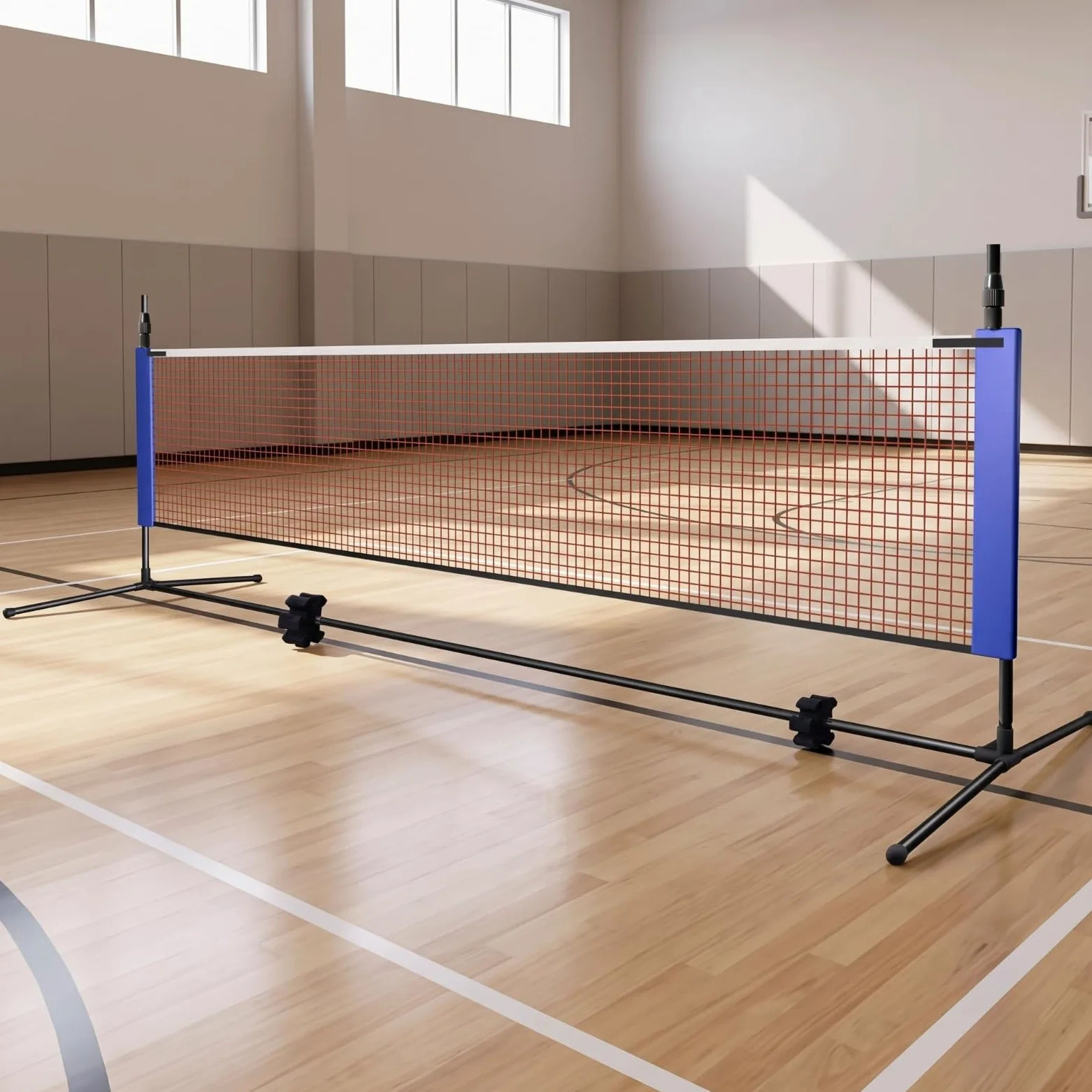 Rete da Badminton Portatile Rete da Badminton Rete Rete da Allenamento Struttura Autportante Regolabile in Tubo Zincato Pieghevole con Borsa Adatta, 3.1M