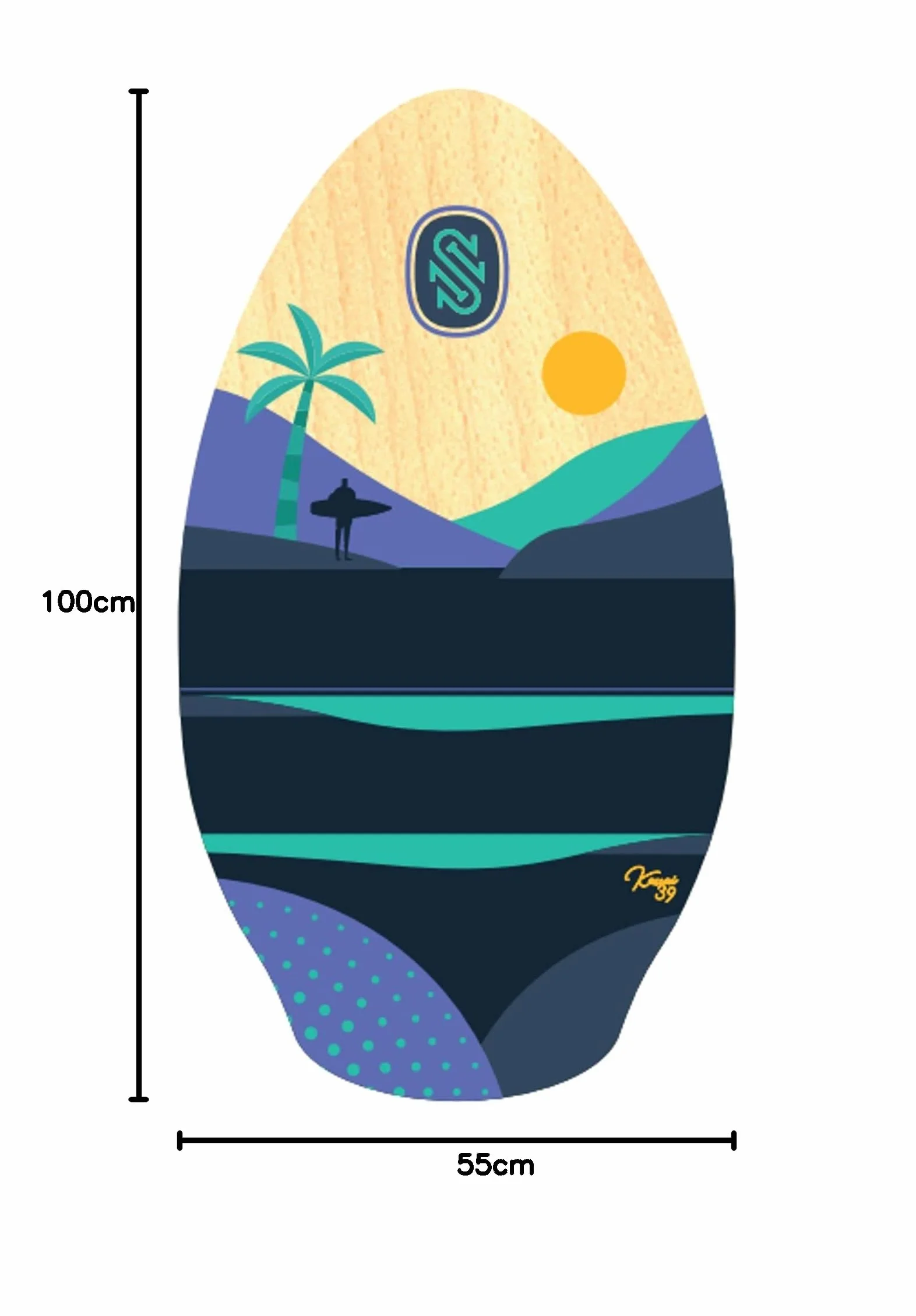 Surfboard SkimOne 39 100 cm Kauai viola turchese