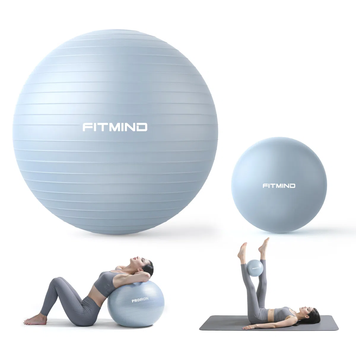 Set di palline da yoga - 65 cm e 25 cm (blu)