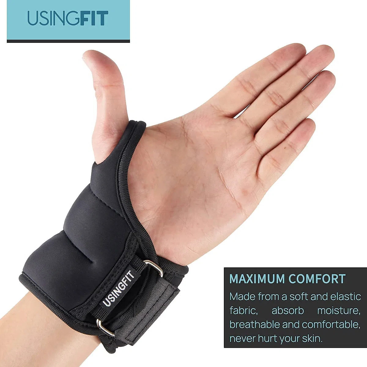 USINGFIT Polsiere Pesi Polsi Polso Braccia 2 * 0.5kg / 2 * 1kg Polsini Pesi Polsiera Polsiere Donna Wrist Weights Hand Peso Corsa Correre Palestra