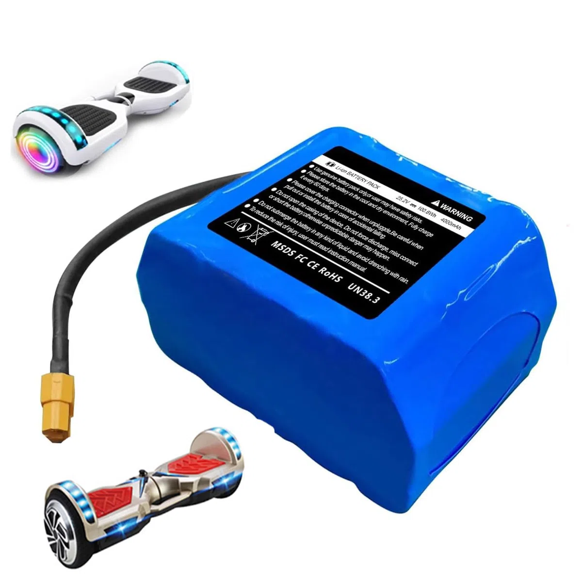 Batteria di Ricambio per Hoverboard da 25,2 V 29,4 V 4000 mAh con Spina XT60 Batteria al Litio da 24 V 4 Ah per la Maggior Parte degli Scooter autobilancianti a 2 Ruote