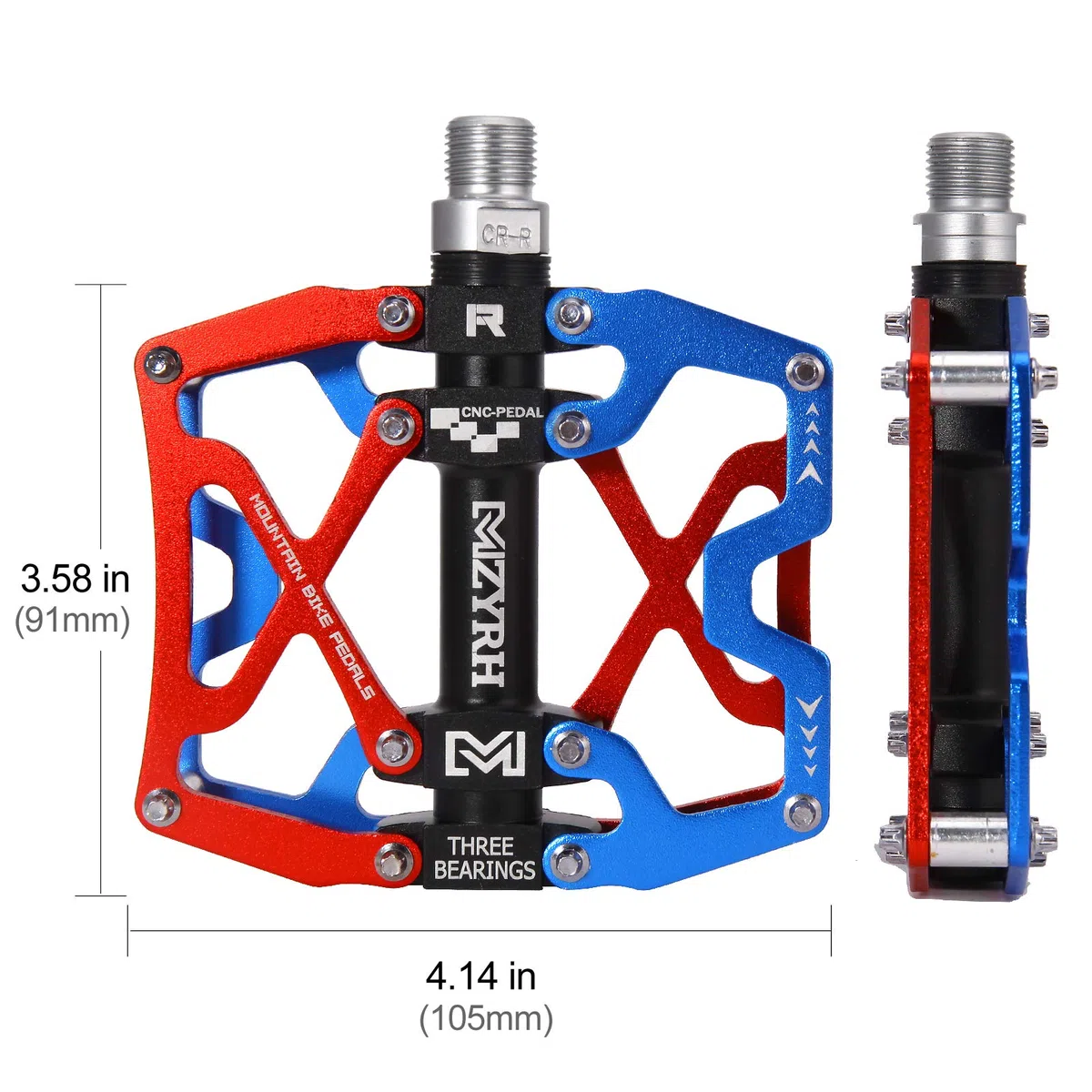 MZYRH Pedali per mountain bike, ultra resistenti, colorati, lavorati a CNC, 9/16", sigillati con 3 cuscinetti