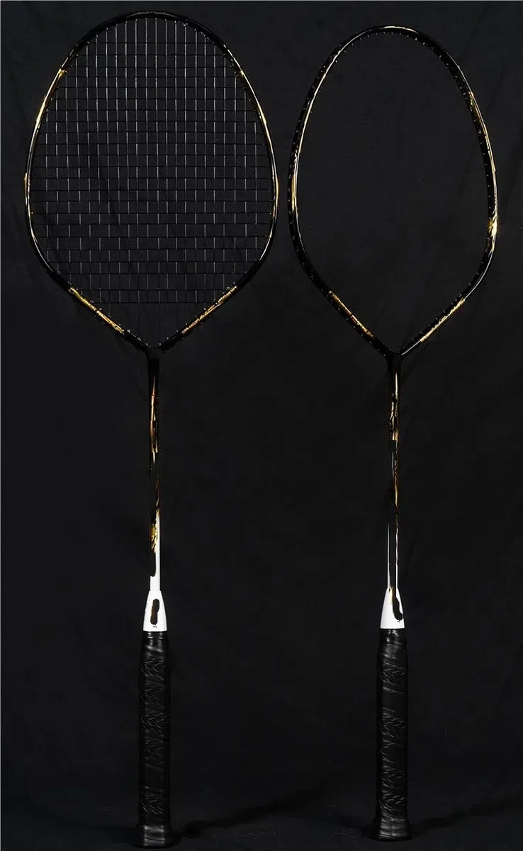 Badminton Set Racchetta da Badminton a V in Fibra di Carbonio, Superficie della Racchetta allargata, tolleranza migliorata, Accessori Inclusi, Borsa