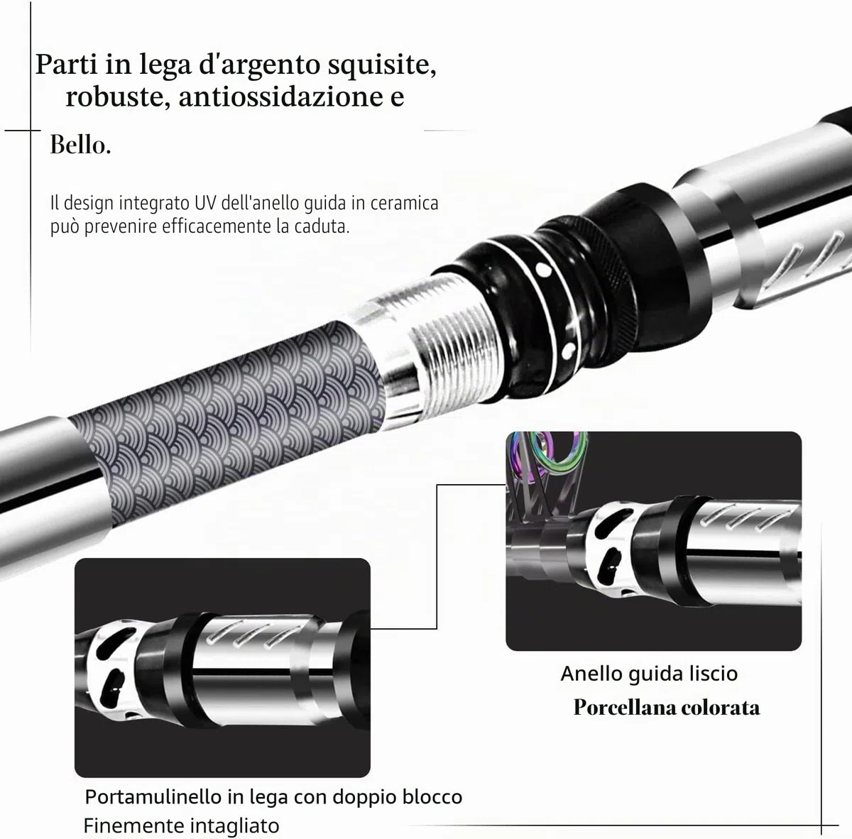 Set Combinato Canna Da Pesca Telescopica Mulinello Da Spinning 100% Carbonio Con Borsa Esche Per Mare Acqua Dolce Stagno Fiume