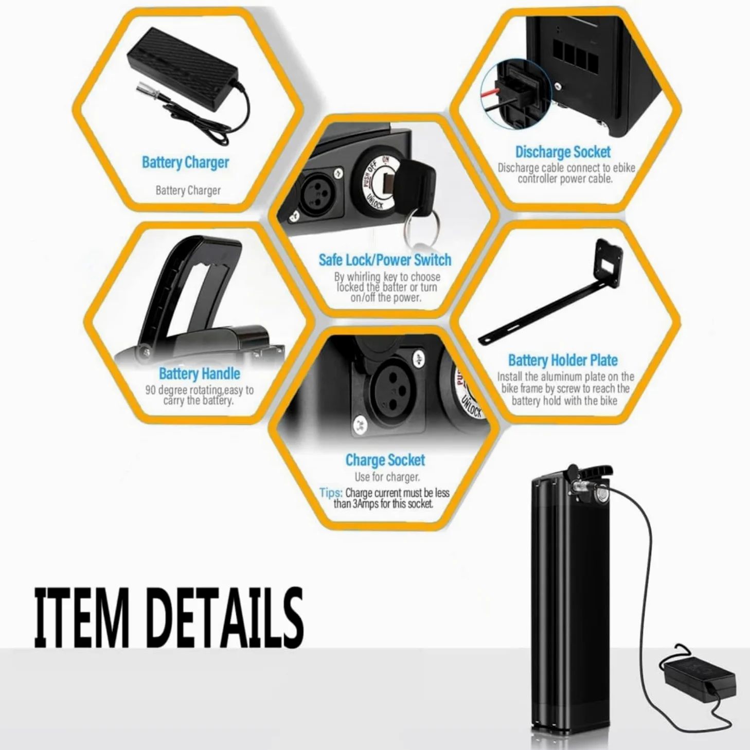 Batteria per Bici Elettrica 36V/48V 15.6Ah/18Ah/21Ah con Caricabatteria,per motore da 250W 500W 1000W 1200W, per MiFa Rex Prophete Aldi/Phylion/XH370-10J Bike e altre bici (48V 15.6Ah)