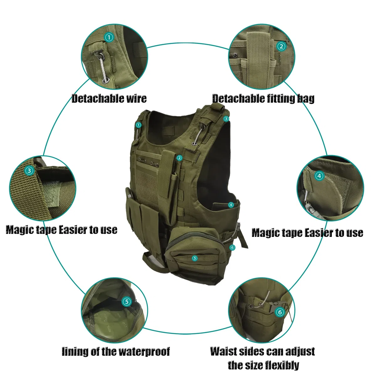 Maglia per Tattico Militare Esercito Airsoft Gilet da Caccia per all’Aperto Campeggio Escursionismo Pesca Caccia