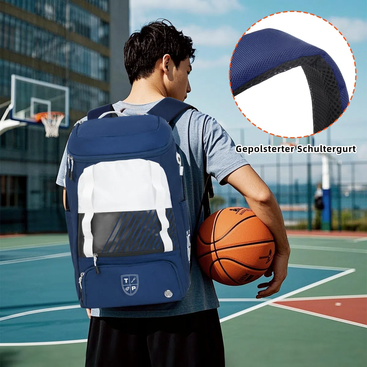 KINGSLONG Zaino da pallacanestro, grande capacità, con scomparto per scarpe e ganci per recinzione, leggero, pallavolo, attrezzatura per racchette, caschi, cappelli, scarpe