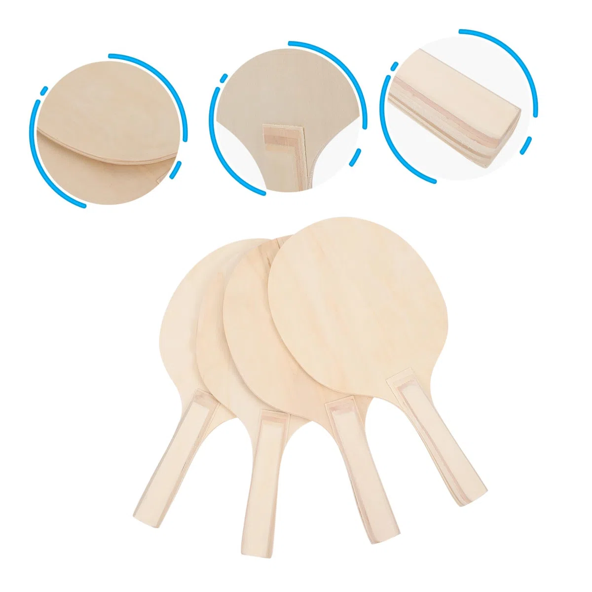 4pezzi Racchette da Spiaggia in Legno Naturale Resistenti Racchette da Badminton per Gioco all Aperto in Marrone Adatte Ragazza Adolescenti e Adulti per Allenare Coordinazione