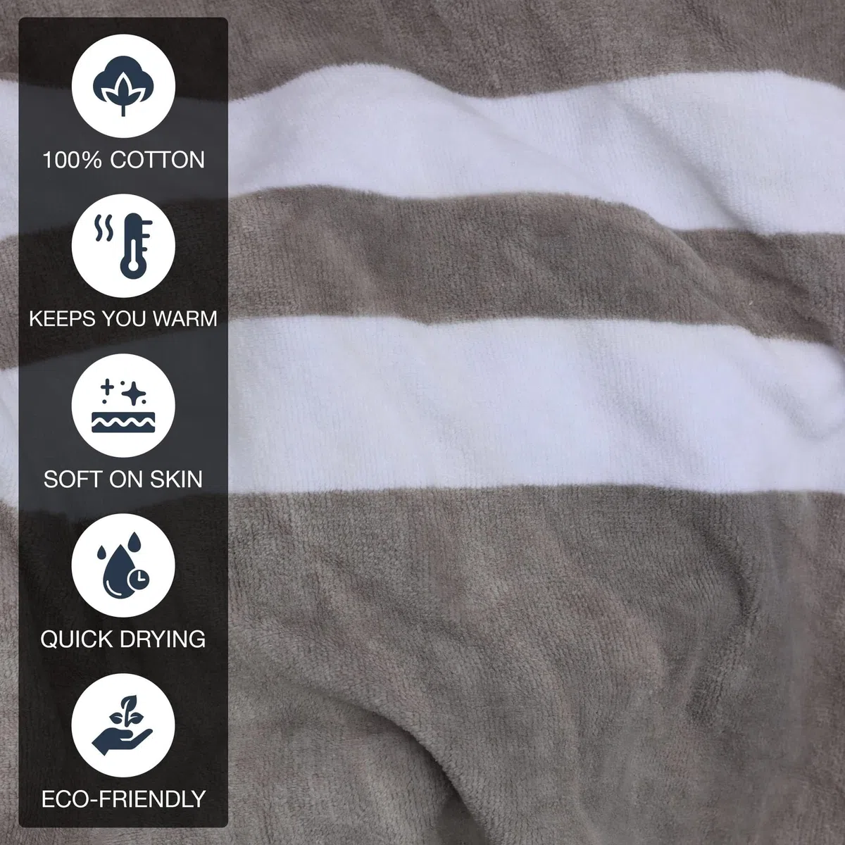 Accappatoio Poncho,Poncho Mare Poncho da Surf - Caldi e Morbidi - Facili da Indossare e da togliere Senza Che l'asciugamano CADA(Gray with White Stripes)