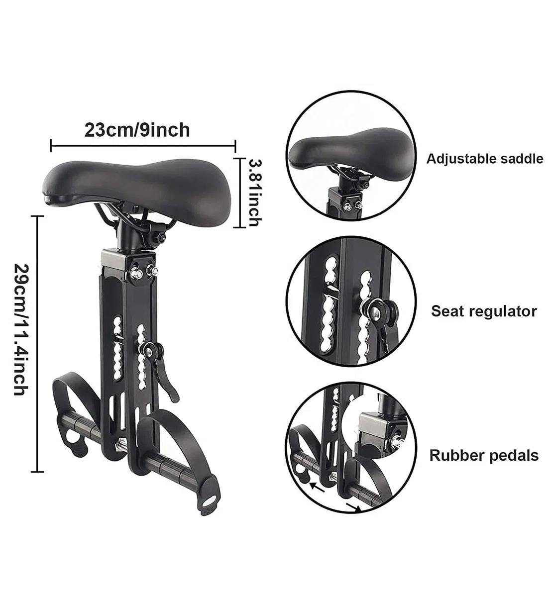 Seggiolino per Bici da Mountain Bike, Rimovibile, per Bambini di 2 – 5 Anni, Compatibile con Tutti Gli Adulti MTB (Sedile e Maniglia)