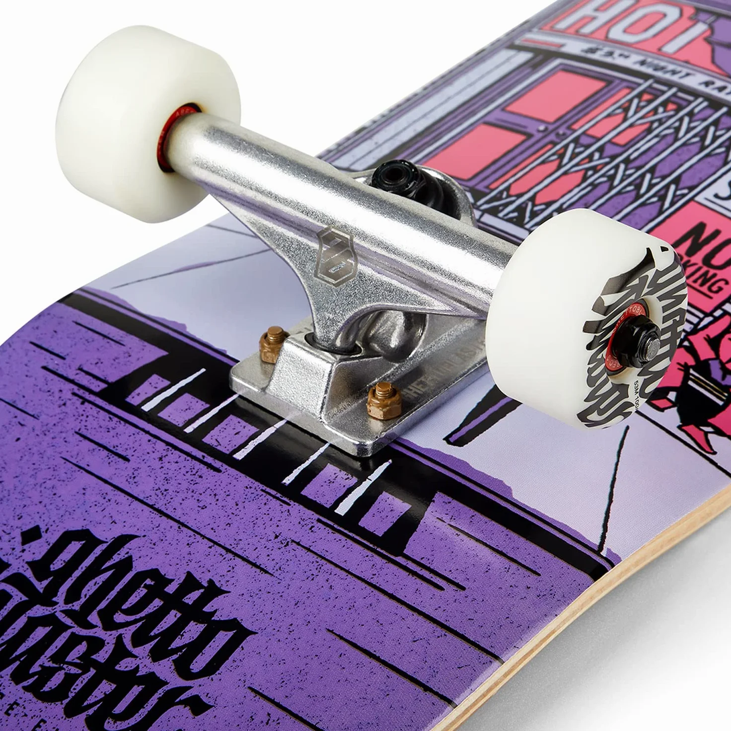 GHETTOBLASTER Skateboard 80x20 cm - Per Bambini e Adulti - Da Trick Già Assemblato - Tavola in Acero 7 Strati - Cuscinetti Abec 9 - Ruote 53mm