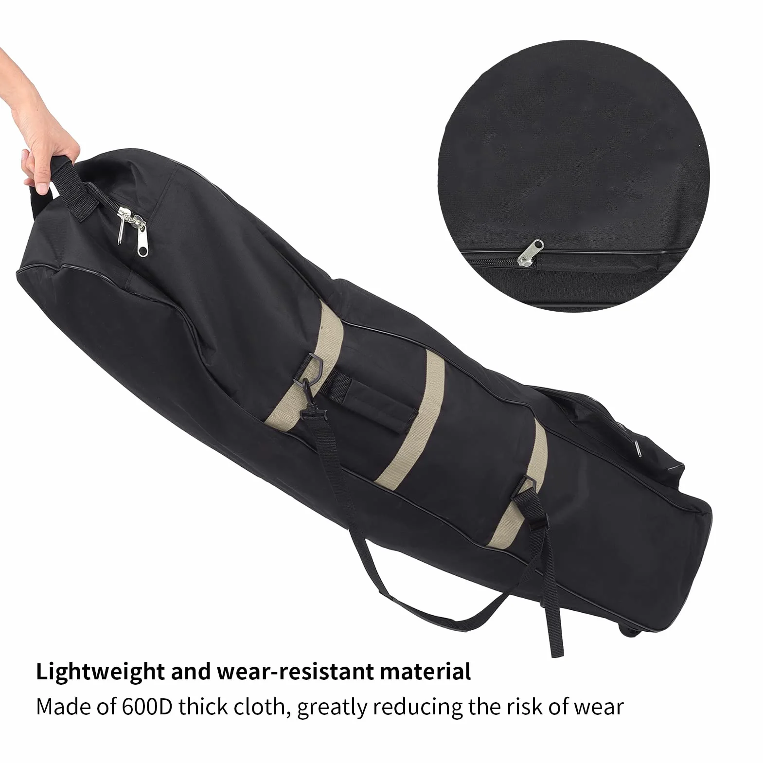 SUNGOOYUE Borsa da Viaggio da Golf, Borsa da Pieghevole per Aviazione da con Bobina Oxford 600D Custodia per Club con Ruote (Gold)