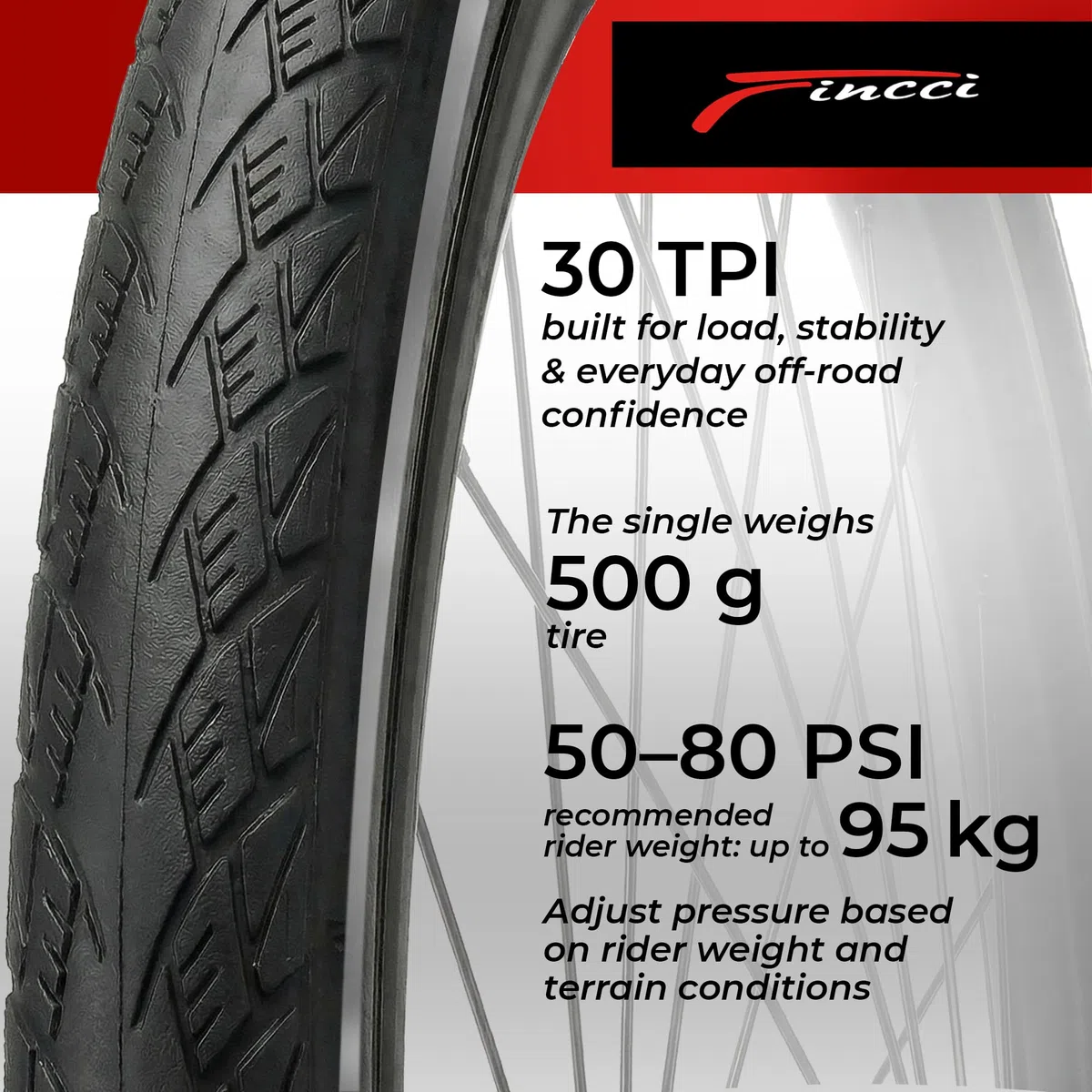Fincci Copertone Bici 700x35c 37-622 Pieghevole con Protezione Riflettente | Copertone 37-622 con Carcassa 30TPI e Protezione Anti-Foratura Lv3 per Pneumatici Bici 28 700 x 35c a 50-80 PSI - Set da 2