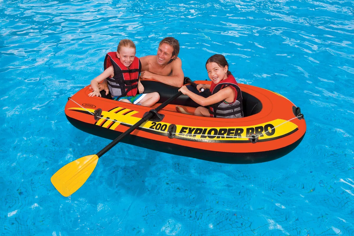 Intex, Barca gonfiabile Explorer Pro 200 da 195 cm x 101 cm, a scelta con o senza pompa e remi