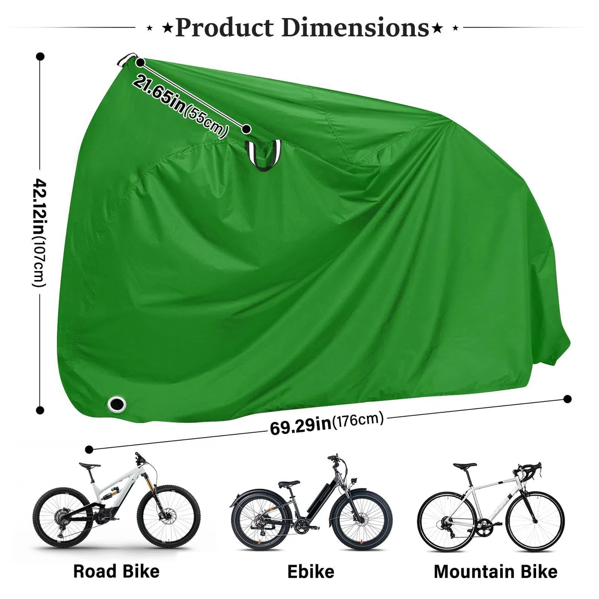 Copertura per bici da esterno verde resistente ai raggi UV per bici da strada accessori per bici