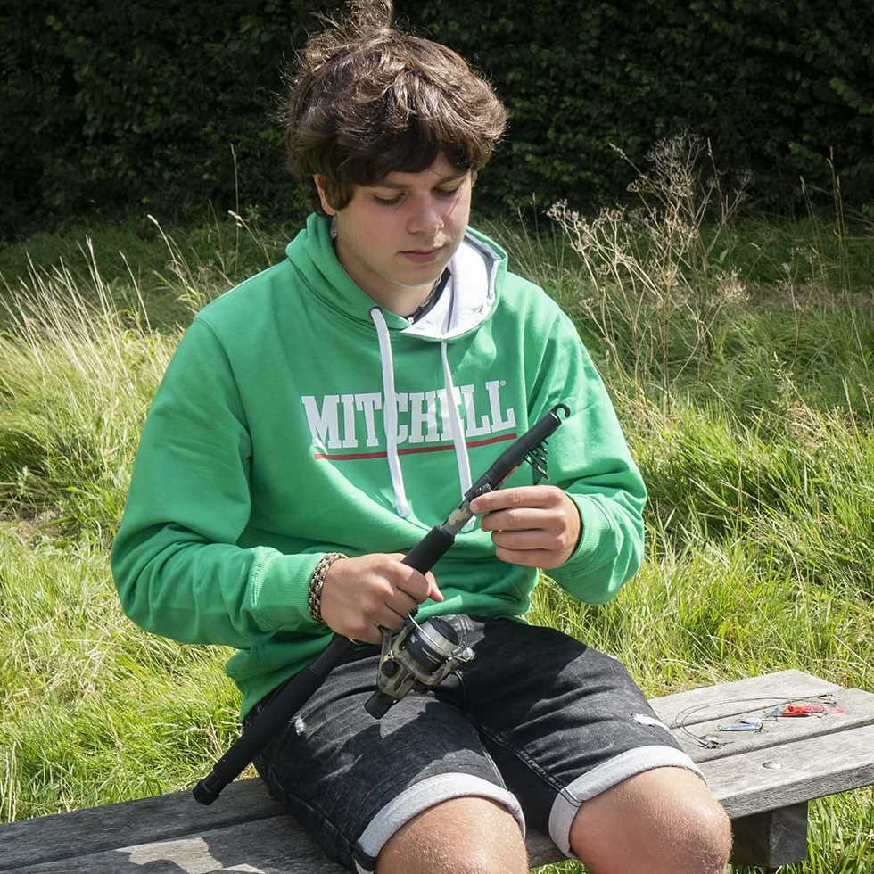 Mitchell Tanager Camouflage fishing set of a rod and reel combo with line and lures for fishing for trout and perch