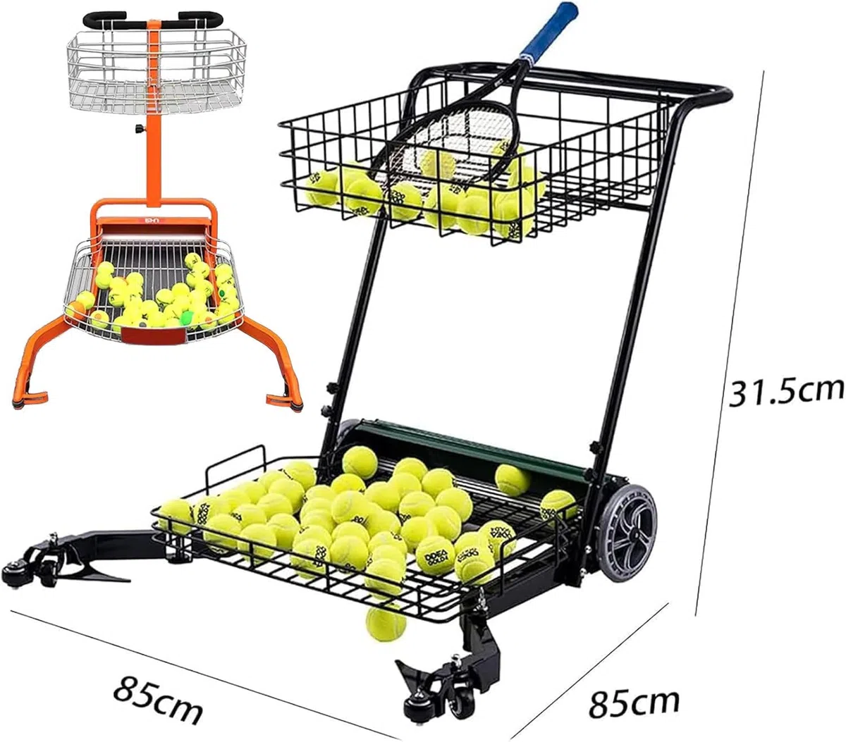Raccoglitore automatico per palline da tennis, carrello per raccogliere palline da tennis, cestino per recupero rapido senza sforzo, non richiede piegatura, attrezzatura da tennis per risparmiare