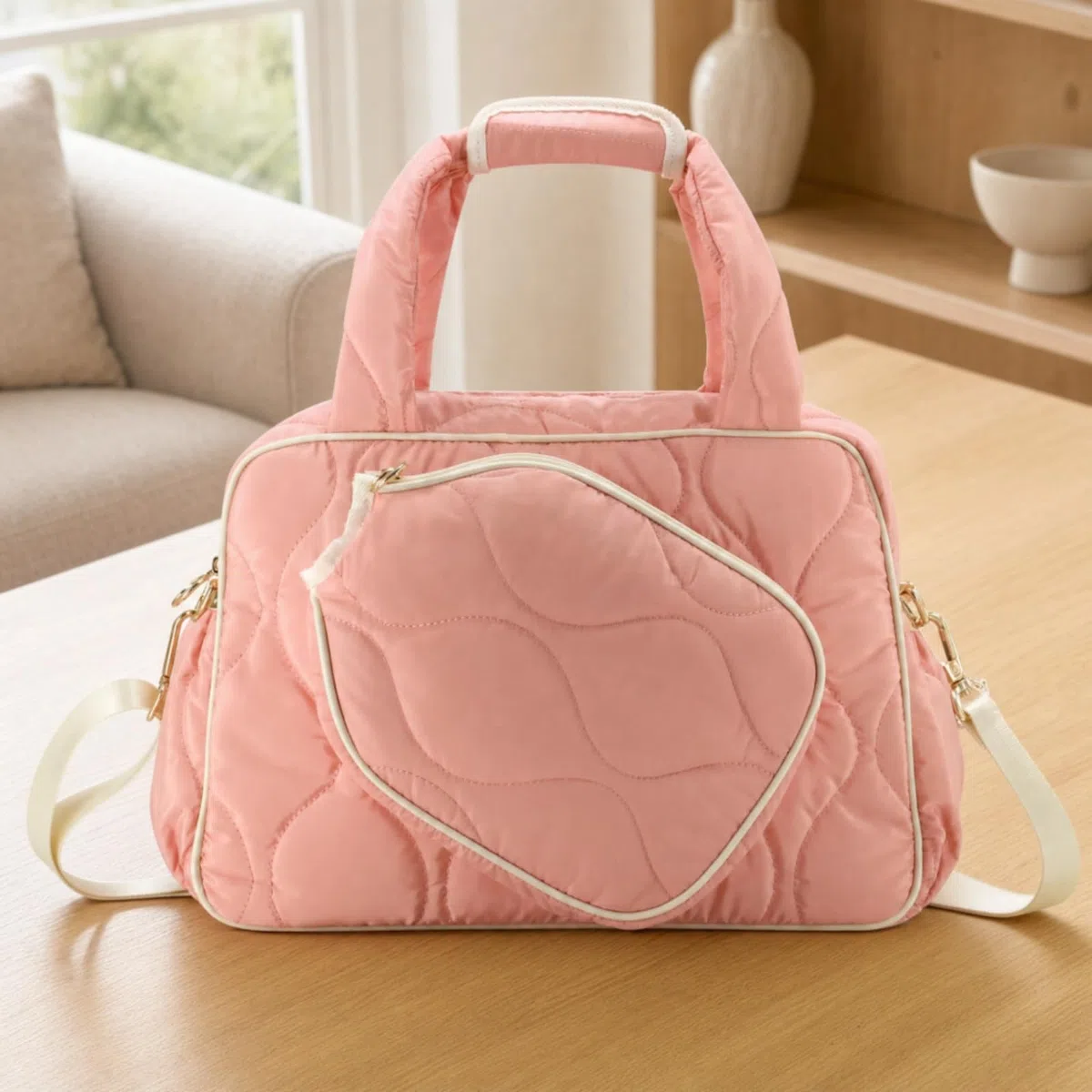 Borsa da Tennis Spaziosa Borsone | Trapuntata, Resistente All'acqua, Borsa con Tracolla Regolabile, per Allenamento, Tennisti