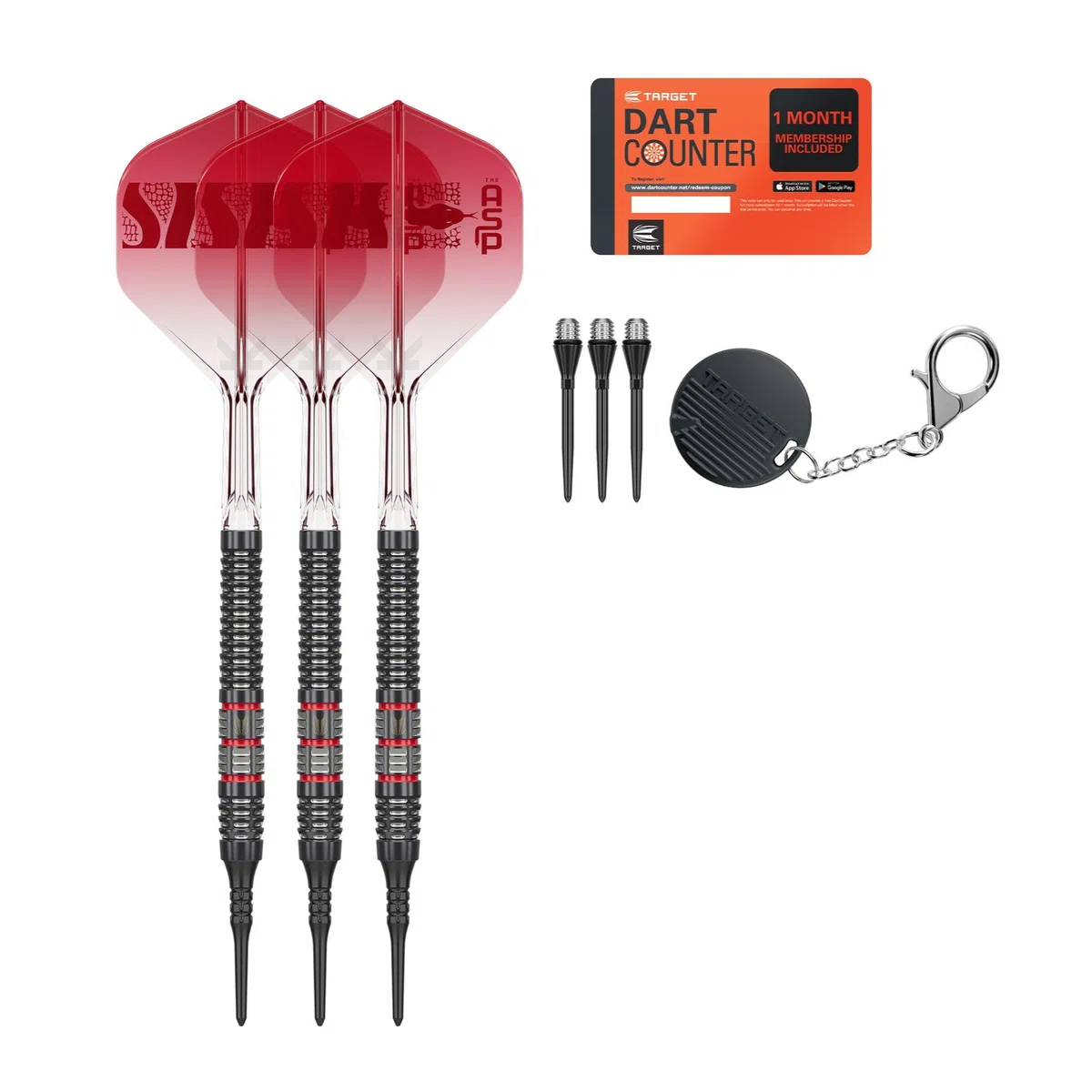 Target Darts Nathan Aspinall Punta Morbida 95K Freccette Set, 18G | 95% Tungsteno Freccettes, K-Flex N. 2 Aliette e Aste, Nero Pixel Tips & Svizzero Titanio Conversione Acciaio Punti | Player Edition
