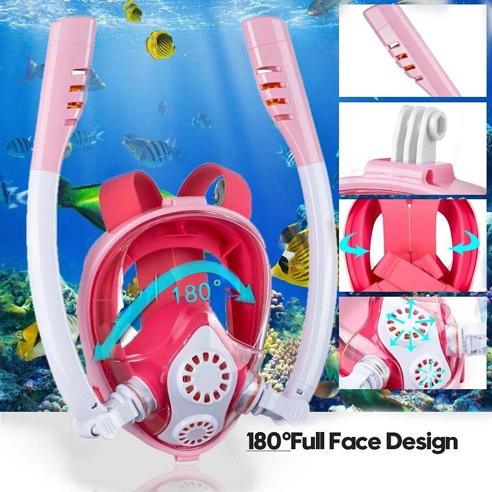 Maschera da snorkeling integrale Maschere da sub Maschera da snorkeling Subacquea Antiappannamento Maschera da snorkeling integrale Nuoto Attrezzatura da snorkeling per adulti e bambini (Nero 3