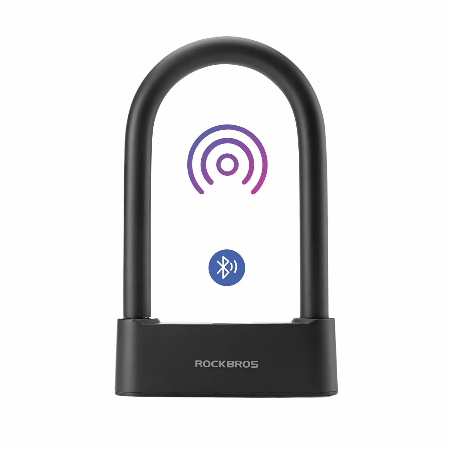 ROCKBROS Lucchetto Impronta Digitale, Blocco Intelligente delle Impronte Digitali con Controllo APP Bluetooth, Lucchetto a U Serratura Biometrica Antifurto Impermeabile Bici Moto, Nero