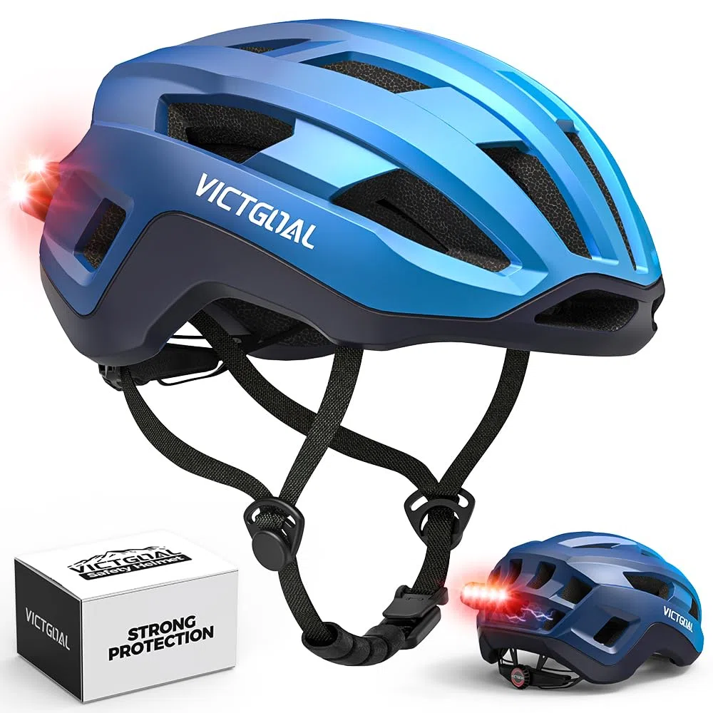 VICTGOAL Casco da bici da corsa uomo donna leggero casco da bicicletta uomo bici da corsa con fanale posteriore magnetico regolabile traspirante casco per adulti ciclismo