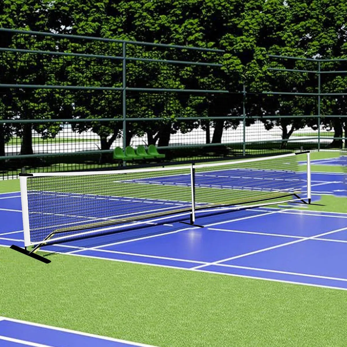 Rete da tennis rimovibile da 9,5 kg di vialetto da tennis con borsa per il trasporto 22 piedi per tennis/badminton | Rete da tennis per vialetto, Easy Carry Tennis Beach Net – rete da tennis ad alte