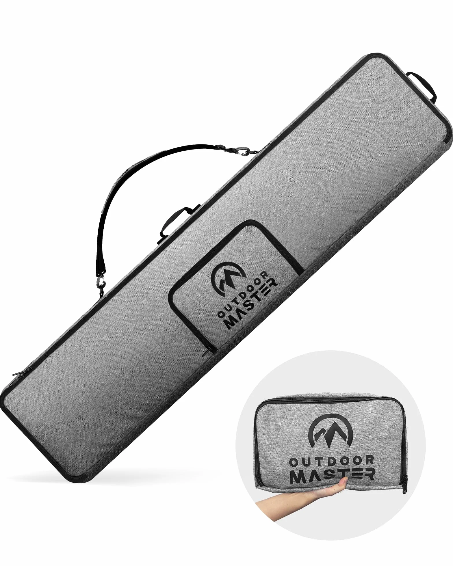 OutdoorMaster Borsa da Snowboard – 900D Resistente all'Acqua Snowboard Borsa da Viaggio con Tracolla, Design Pieghevole