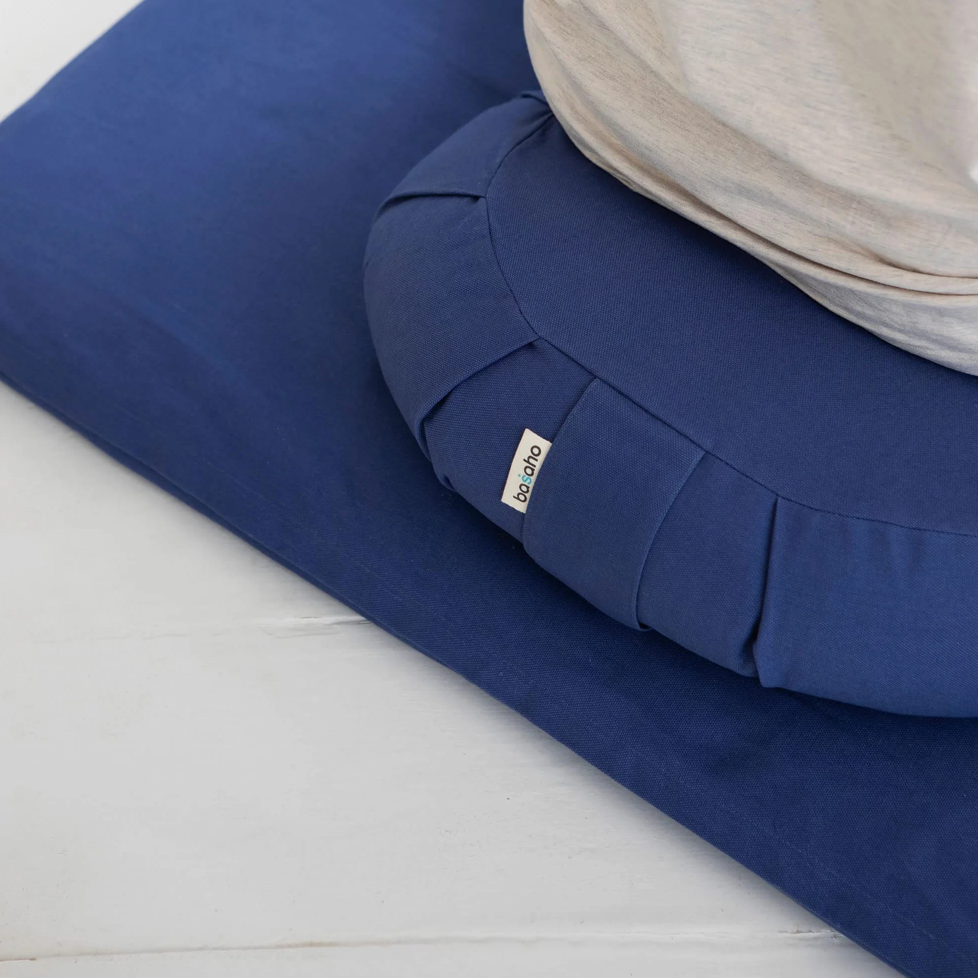 basaho CRESCENT Zafu Cuscino da Meditazione | Cotone Organico | Gusci di Grano Saraceno | Rivestimento Lavabile Rimovibile