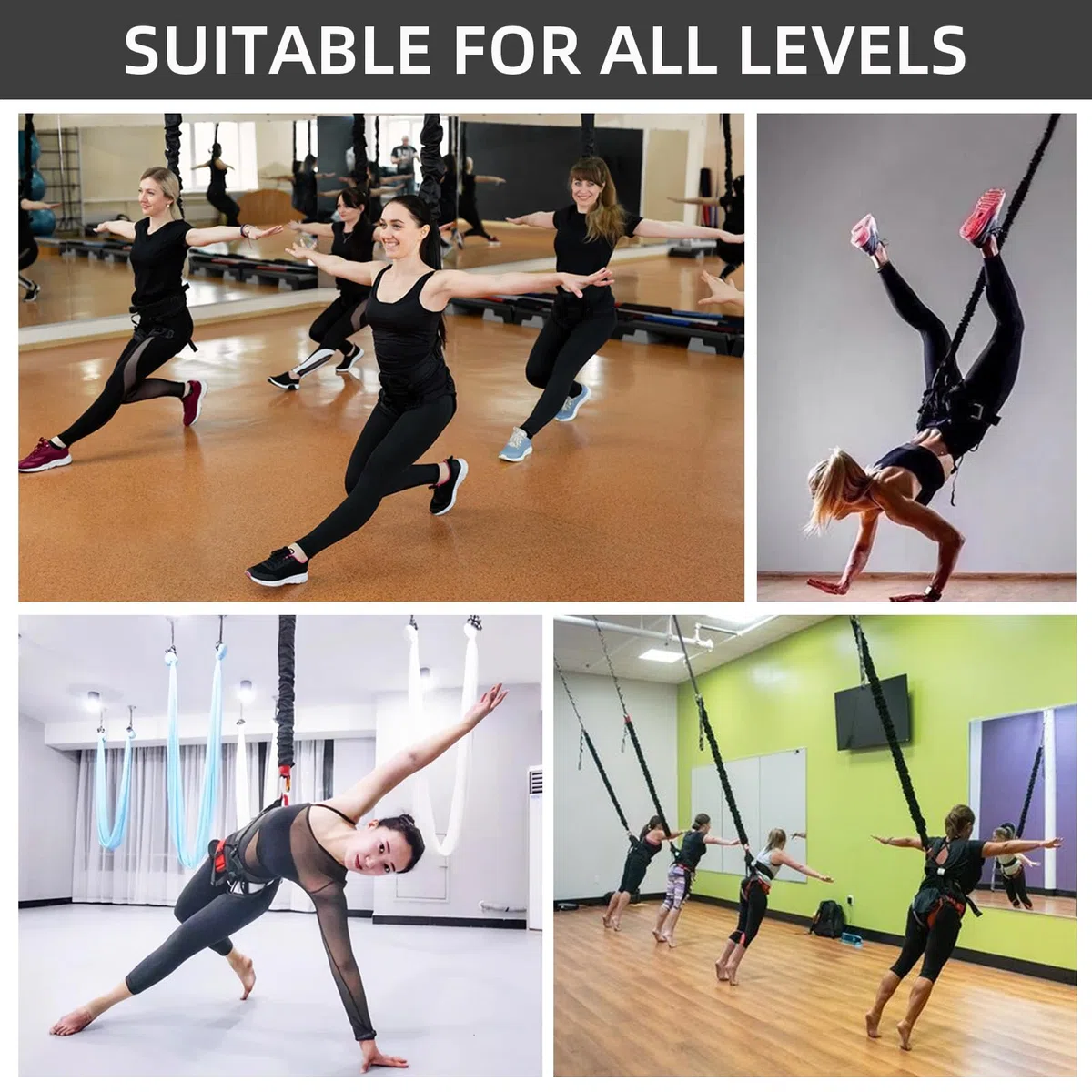 PRIOR FITNESS Set di corde elastiche professionali per fitness, fasce di resistenza per yoga, danza aerea – fasce anti gravità per allenamento fitness – Attrezzatura per esercizi di fitness a casa