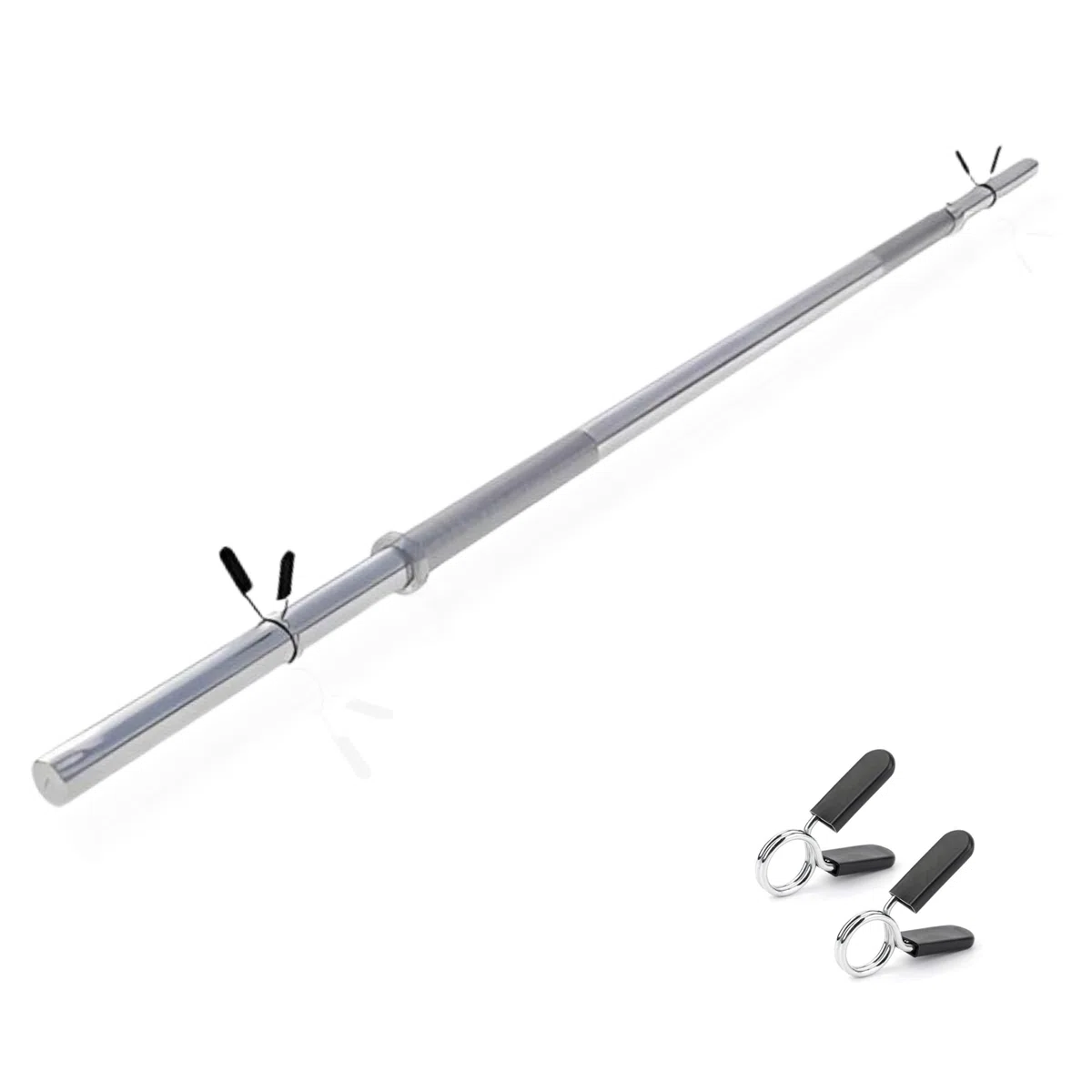 Bilanciere Palestra in Acciaio con Fermadischi Inclusi - Bilanciere 25mm Cromato 120 cm (5 KG) - Attrezzi Palestra Casa - Fitness Home Gym - Allenamento a Casa ottimale