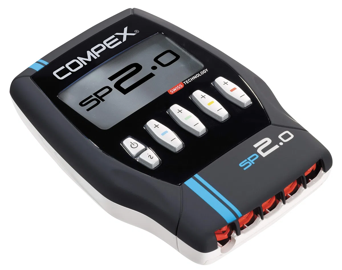 Compex SP 2.0 Elettrostimolatore, Nero con Banda Azzurra