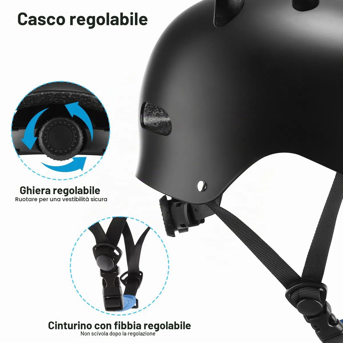 Casco da skater, per uomo, donna, robusto, per uso quotidiano, regolabile, unisex, per skateboard, scooter e BMX
