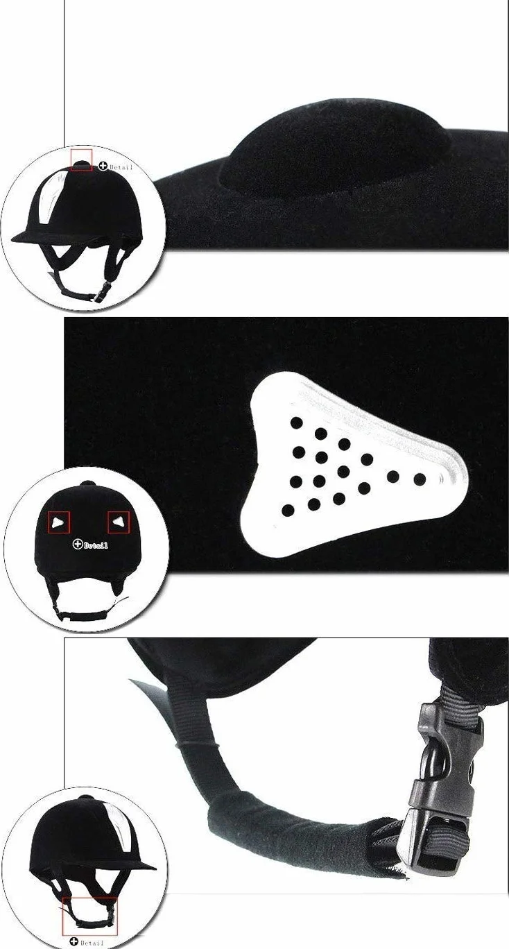 TentHome Casco da Equitazione in Velluto Bomba Equestre Leggero Nero Bambini Adulti
