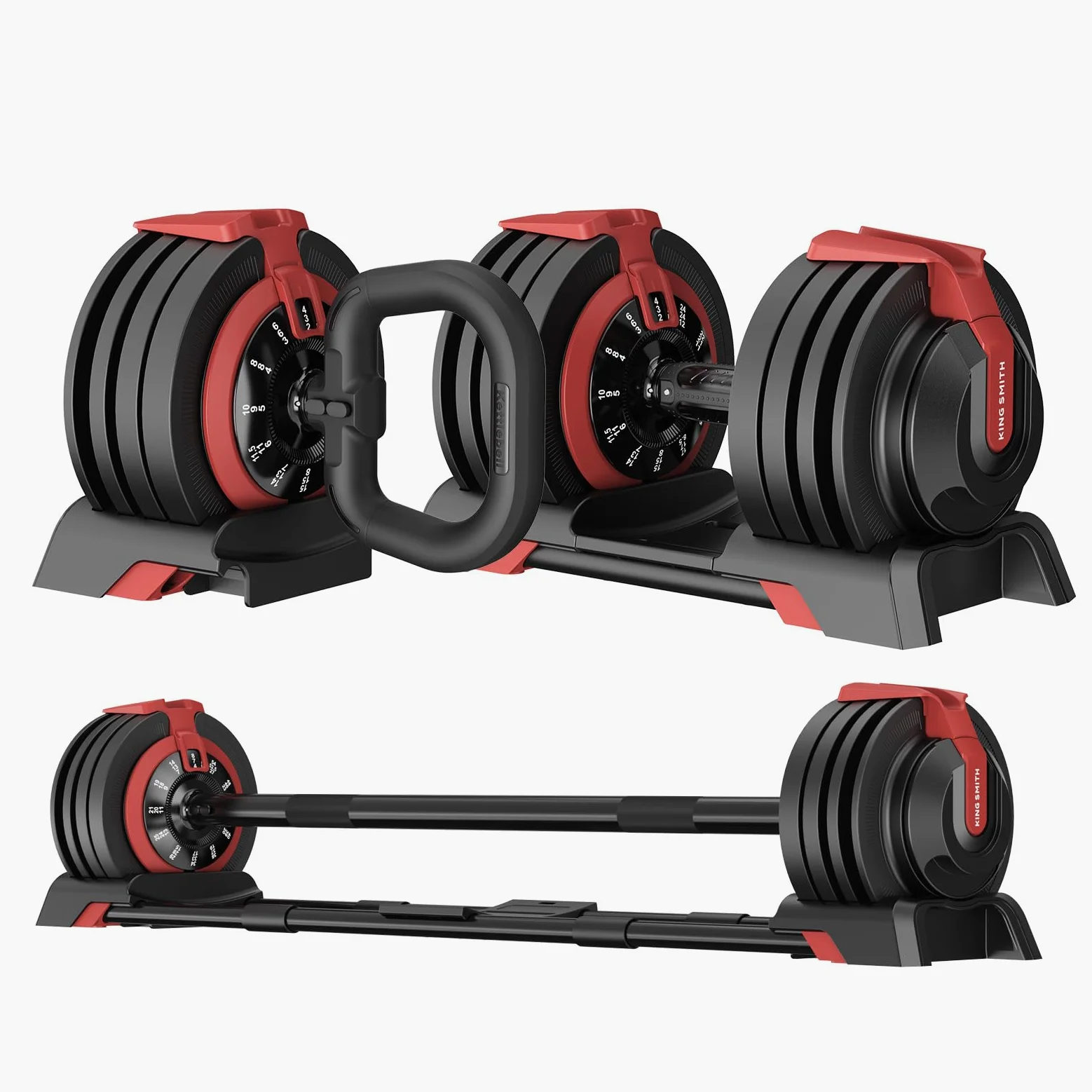 Set di Manubri Regolabili, 3 in 1 Peso Della Mano per Donne e Uomini a Casa, Attrezzature per l'allenamento Della Forza, Sollevamento Pesi, Manubri per Bodybuilding (Una Manubri e Altri Accessori)