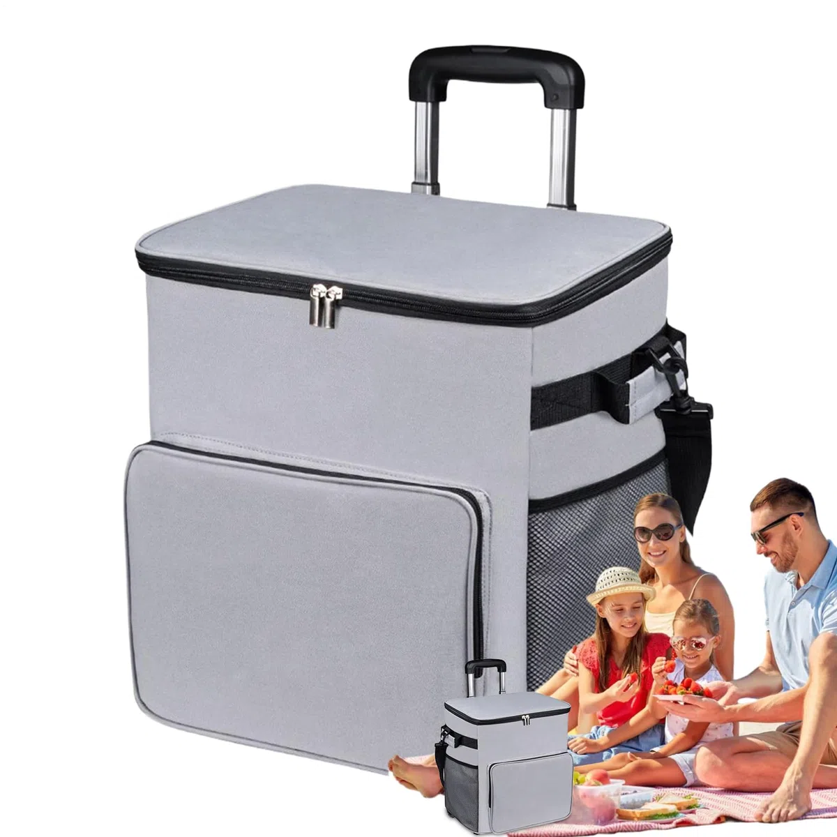 Cooler Rolling | Cooler con Ruote | Carrello da Viaggio 35 Litri Impermeabile per Picnic Campeggio Shopping Esterno