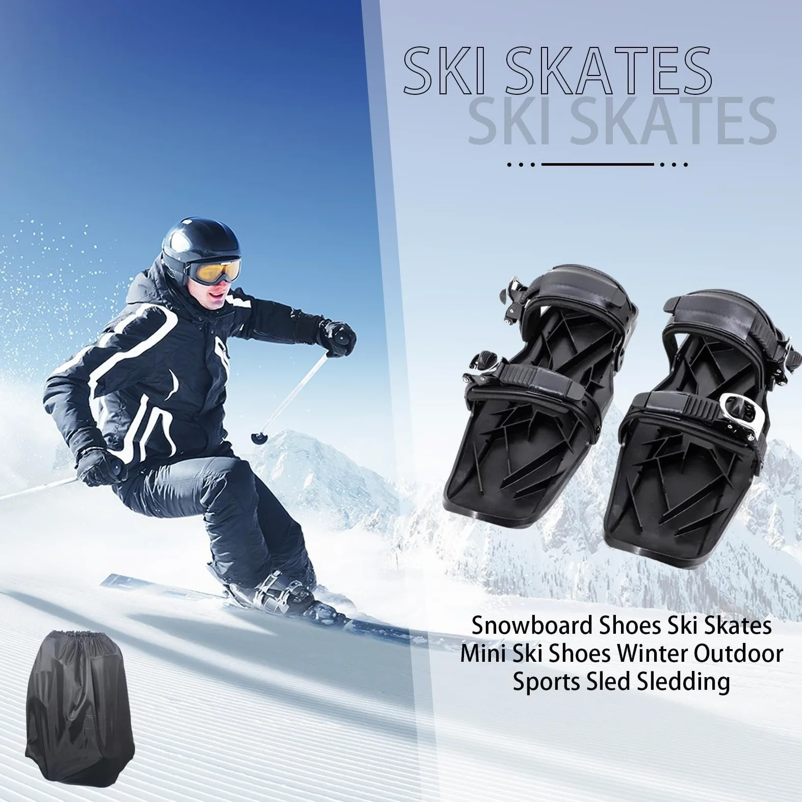 Scarpe da skate portatili – Attacco universale per sci, piccola attrezzatura | clip per scarpe per scivolare in discesa pendenze da viaggio trekking avventure ad alte prestazioni componente invernale