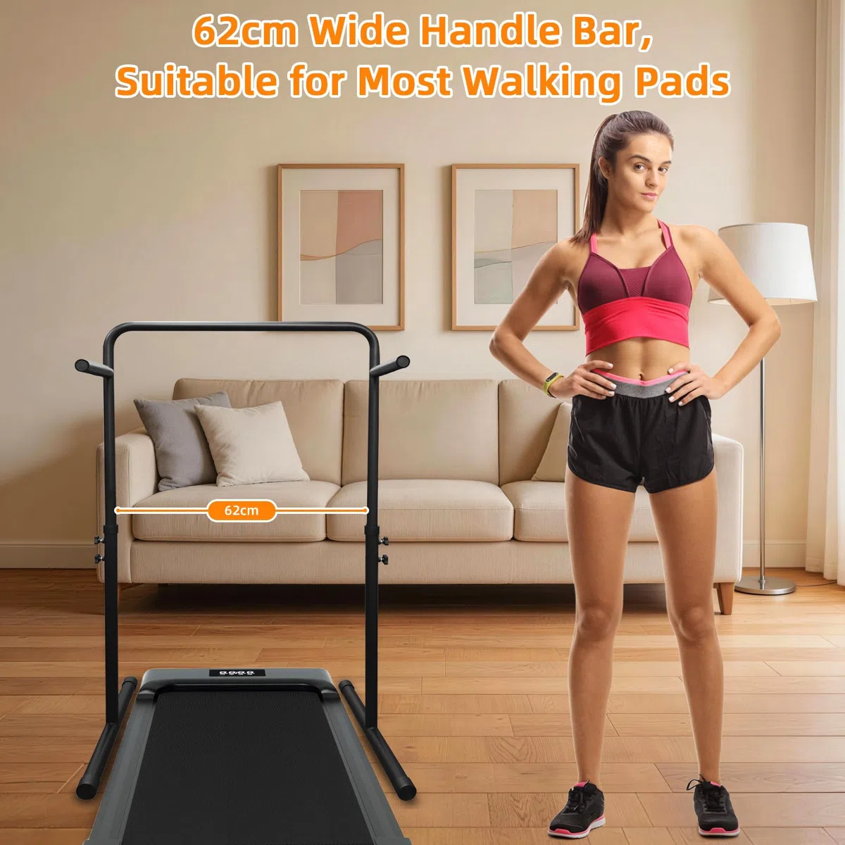 Manubrio Solo per Walking Pad, Maniglia per Tapis Roulant Piccolino Braccioli Regolabili in Altezza con Supporto per Telefono e Portabicchieri