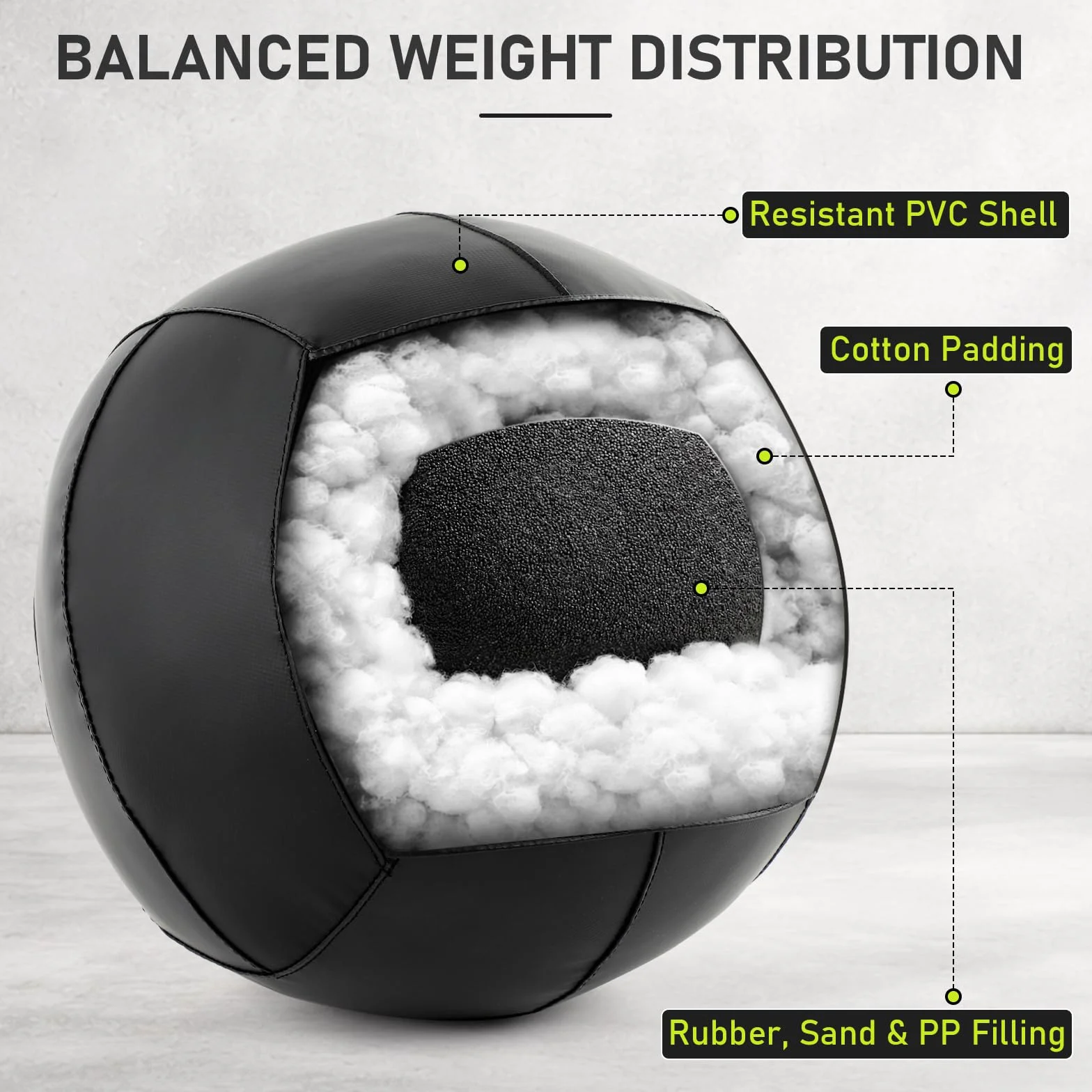 PhysKcal Medicine Wall Ball Ball in morbida pelle per esercizi dinamici di tutto il corpo, esercizi HIIT, costruzione di forza e resistenza, impugnatura comoda strutturata
