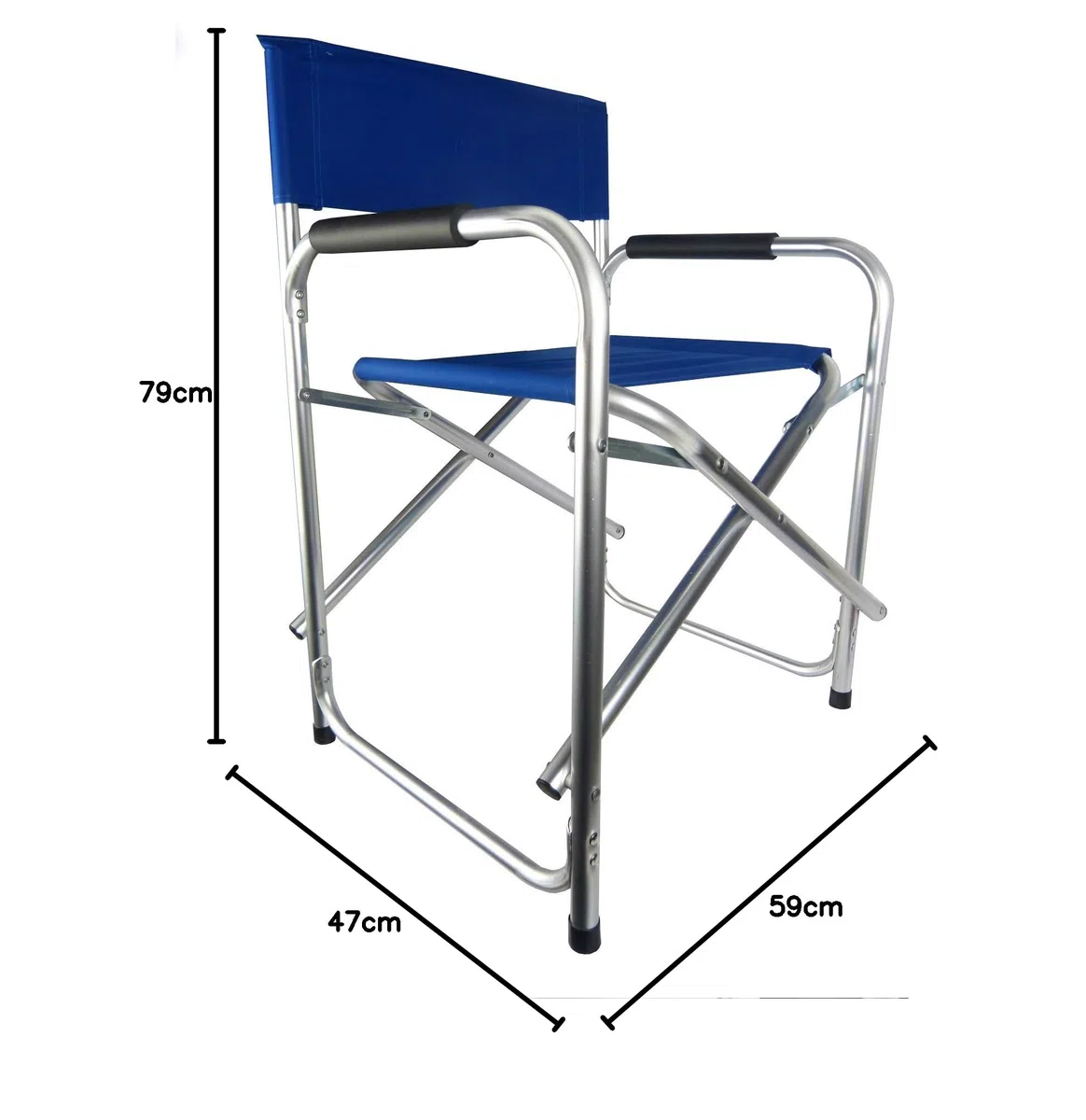 Hyfive Sedia pieghevole in alluminio blu con braccioli, da campeggio, pesca, giardino