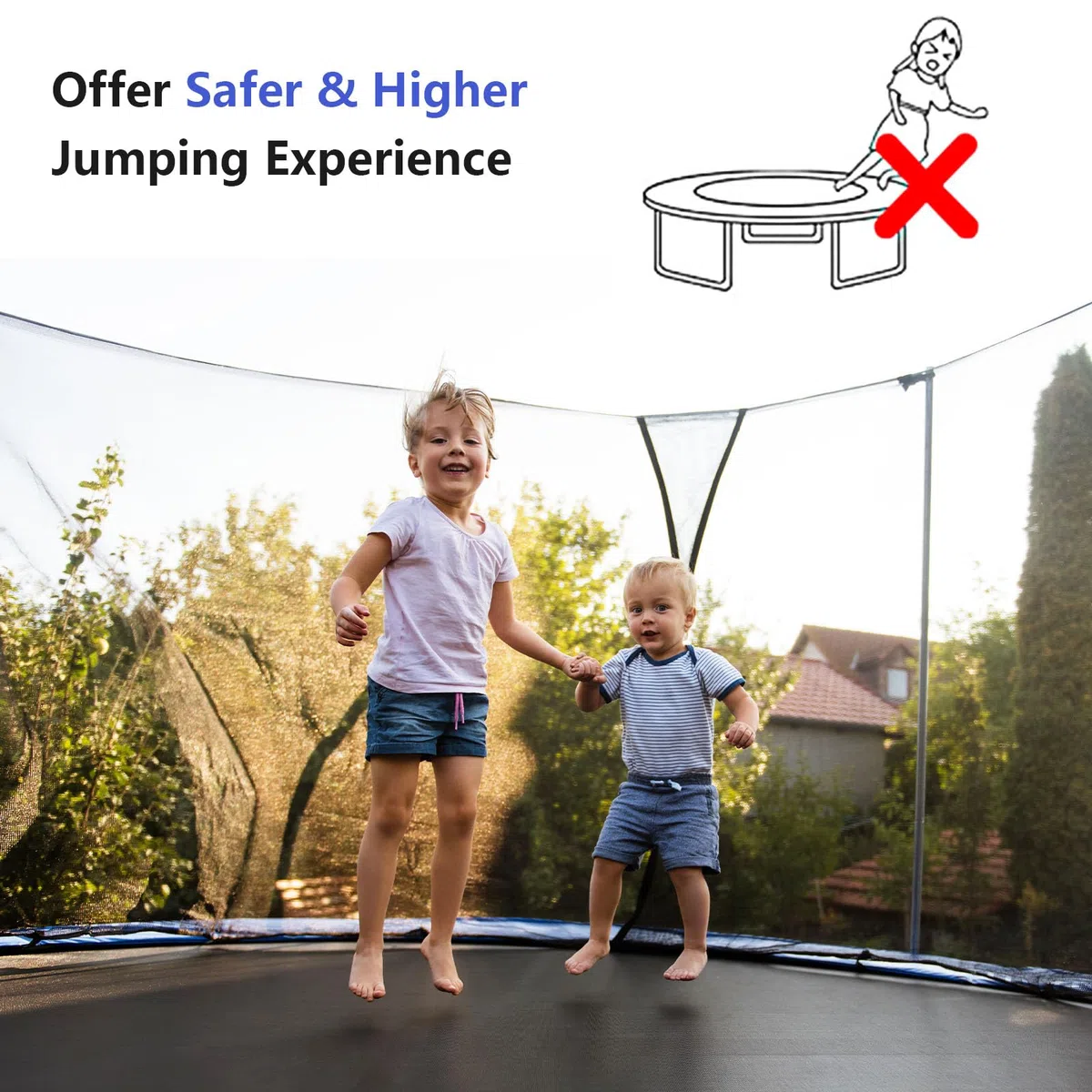 LIFEZEALrete di sicurezza interna per trampolino, trampolino da giardino, rete di ricambio con cerniere e fibbie, altezza 180 cm (diametro 366 cm)