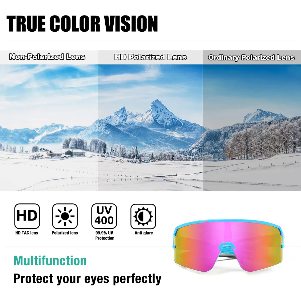 AVV Occhiali da ciclismo polarizzati, occhiali da sole sportivi, protezione UV400, pesca, guida, corsa, occhiali da sole da baseball per uomini e donne