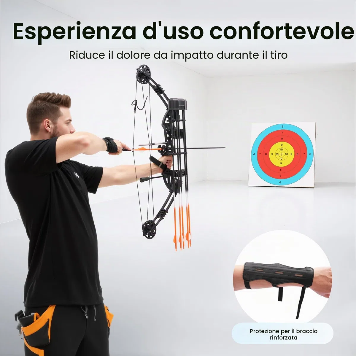 Arco composito per adulti, arco sportivo + 12 frecce, peso regolabile per attività all'aperto, caccia, tempo libero ed eventi sportivi