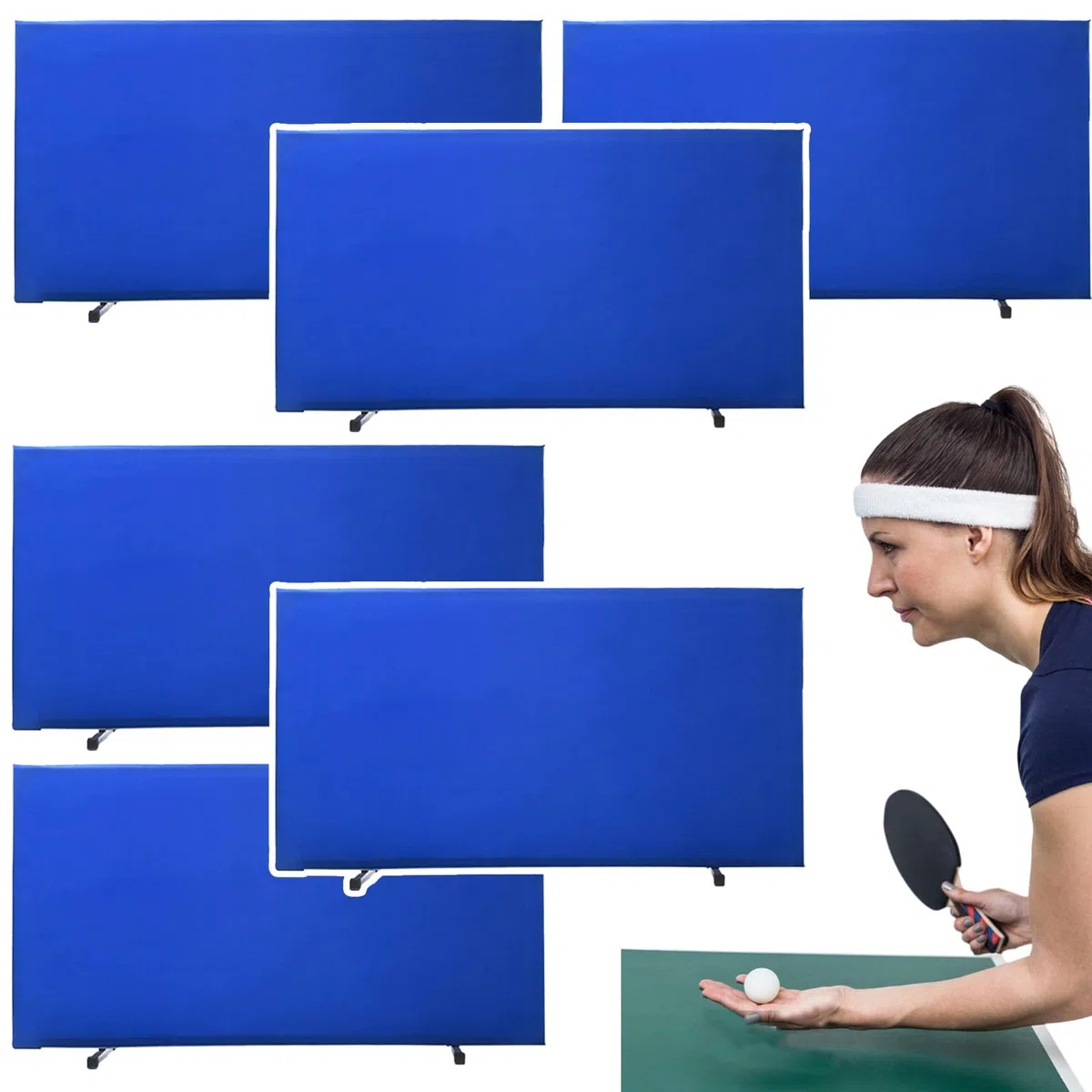 Divisorio per campo da ping pong, in tessuto Oxford 420D, barriera per pratica da ping pong, per parco giochi/studio, con telaio in tubo in acciaio inossidabile (9 pezzi)