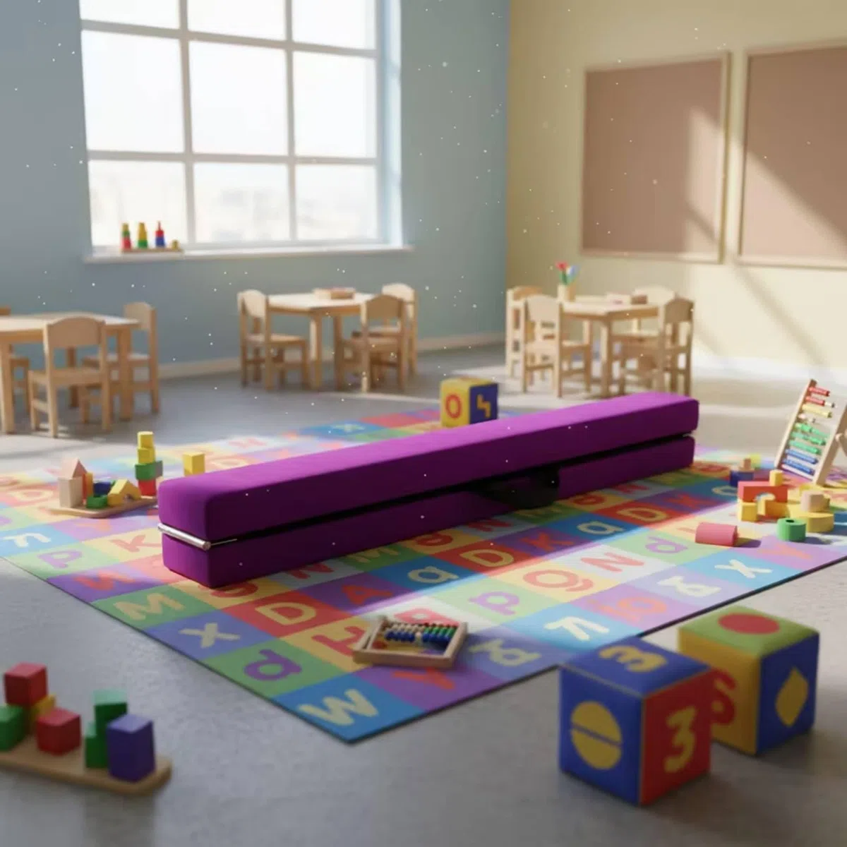 TISHITA Trave di Equilibrio Bambini Trave Ginnastica Pieghevole Attrezzo Allenamento Imbottito Richiudibile Portatile con Cinghia Adatta per Giochi Educativi