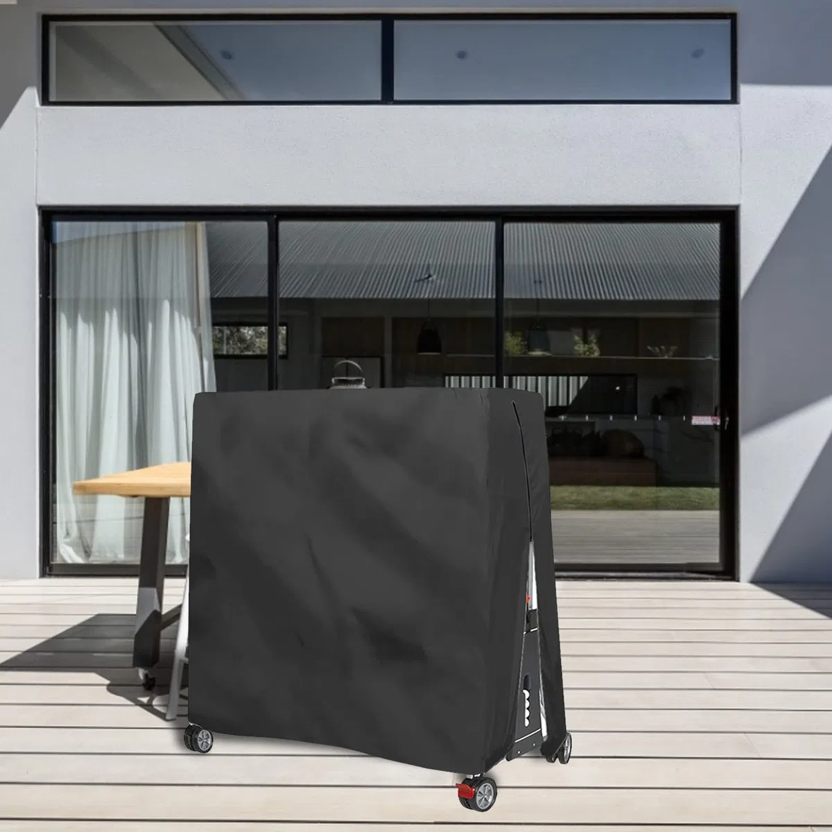 Copertura per tavolo da tennis e ping pong con cerniera e coulisse, 420D Oxford resistente impermeabile per interni ed esterni (185 x 165 x 70 cm) (nero)