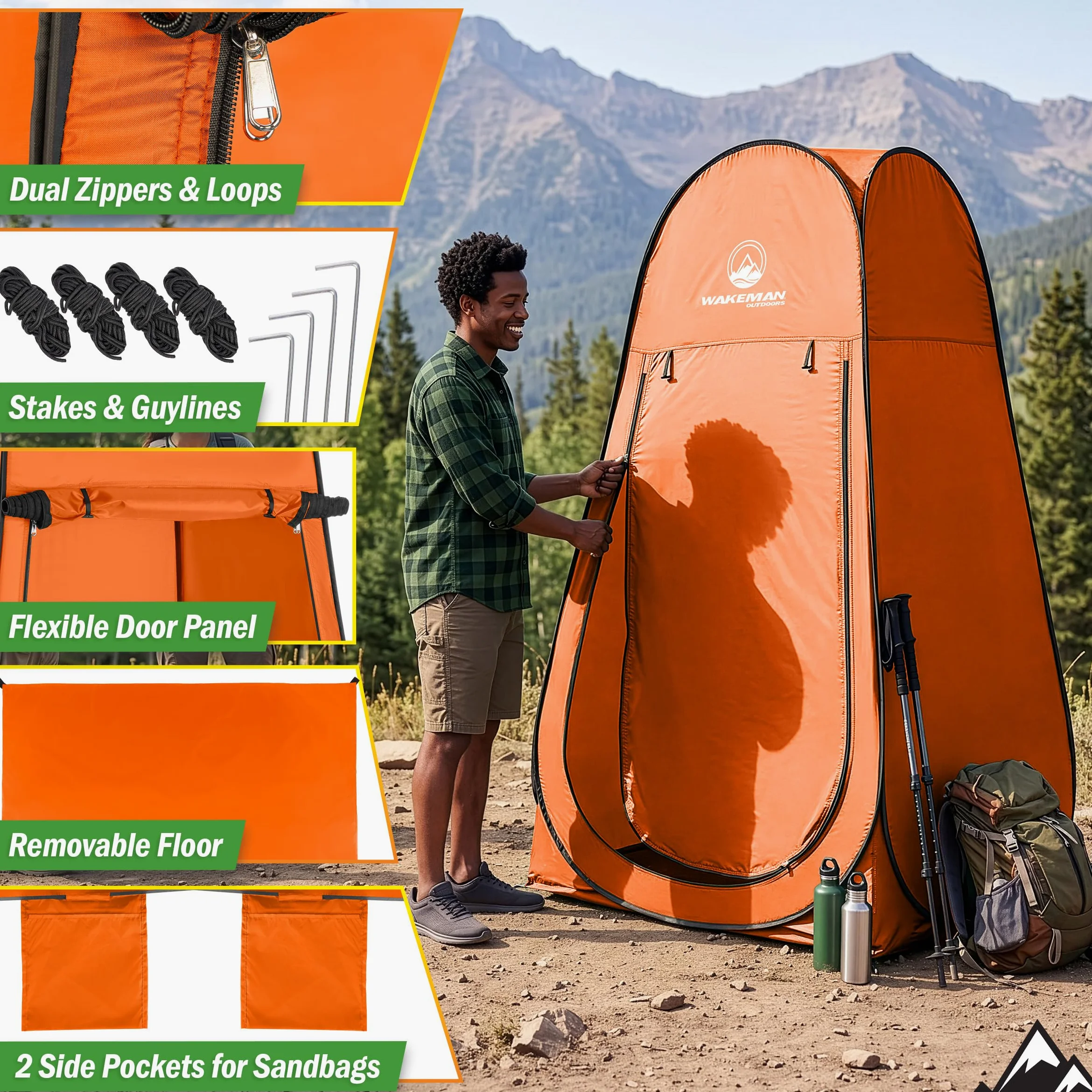 Wakeman Outdoors - Tenda pieghevole per la privacy istantanea, doccia e fasciatoio, per campeggio, spiaggia e pioggia, con borsa per il trasporto